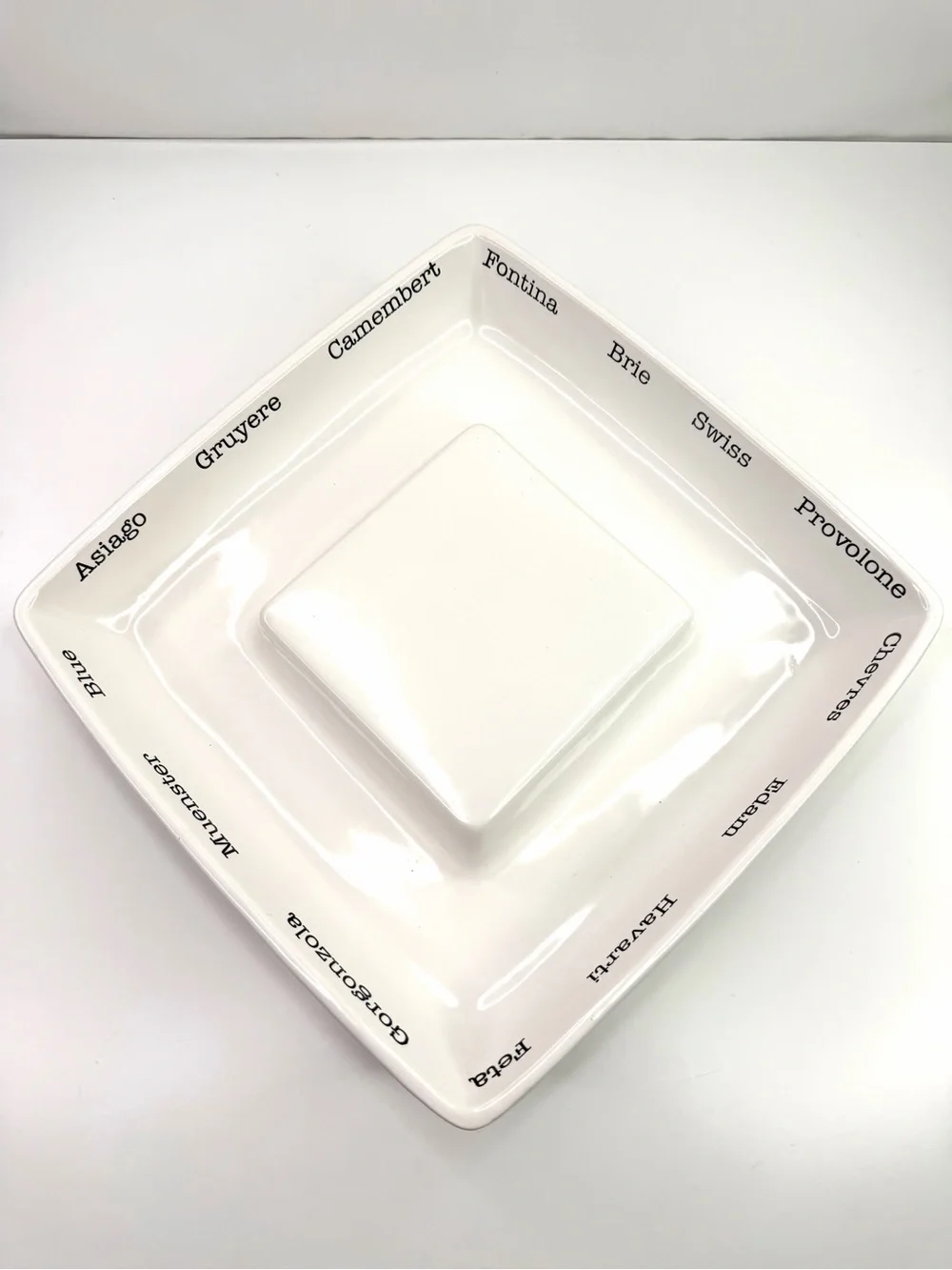 Mudpie White Square Ceramic Cheese Charcuterie Serving Platter